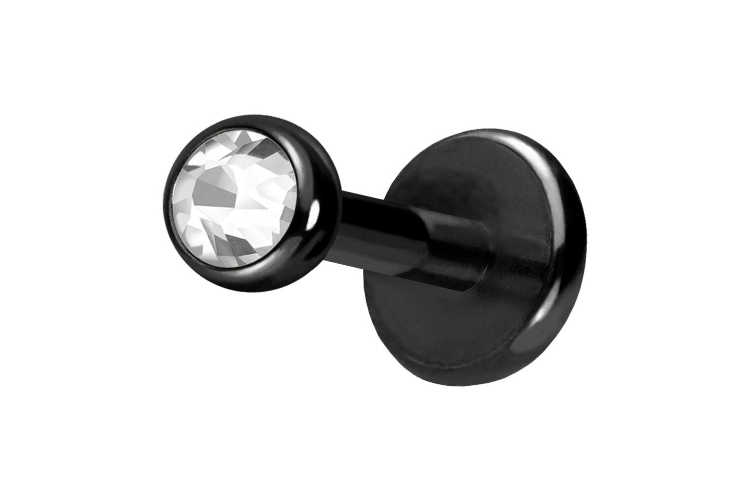 Titan Labret Piercing mit Push Fit KRISTALL